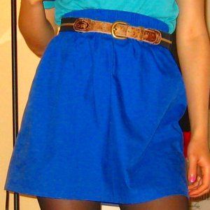 Electric Blue Cotton High-Waisted Skirt